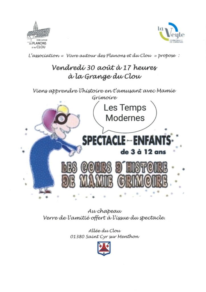 Flyer Soirée Conte du mois d'août à la grange du Clou