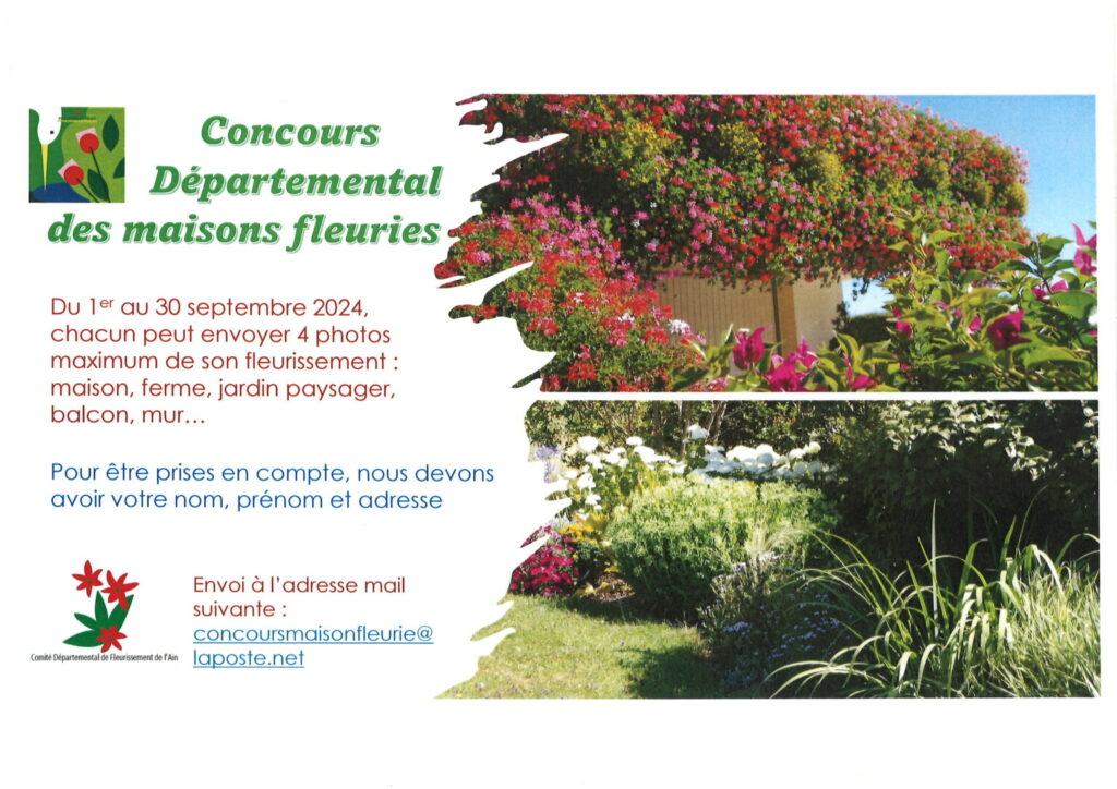 Flyer de participation au Concours des maisons fleuries pour les particuliers et commerces