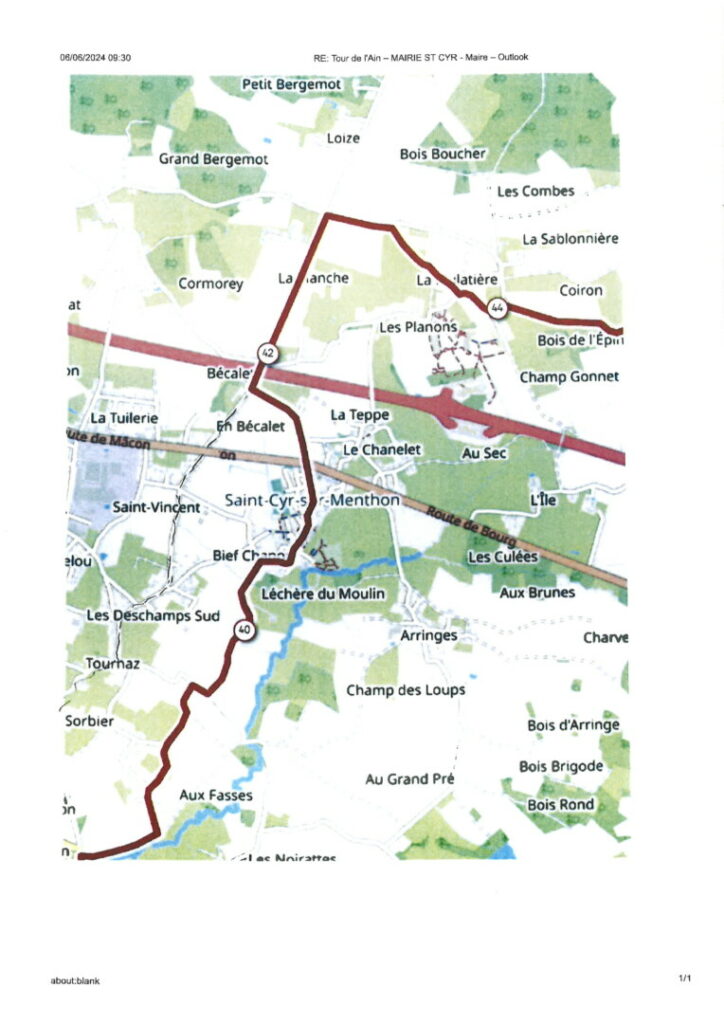 Parcours du Tour de l'Ain à Saint-Cyr