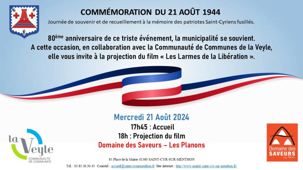 flyer annonce Commémoration 21 Août 2024