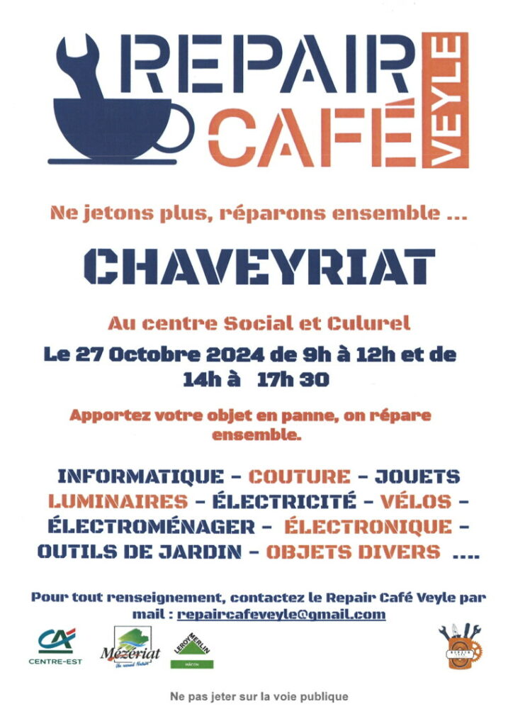 Affiche Repair Café à Chaveyriat
