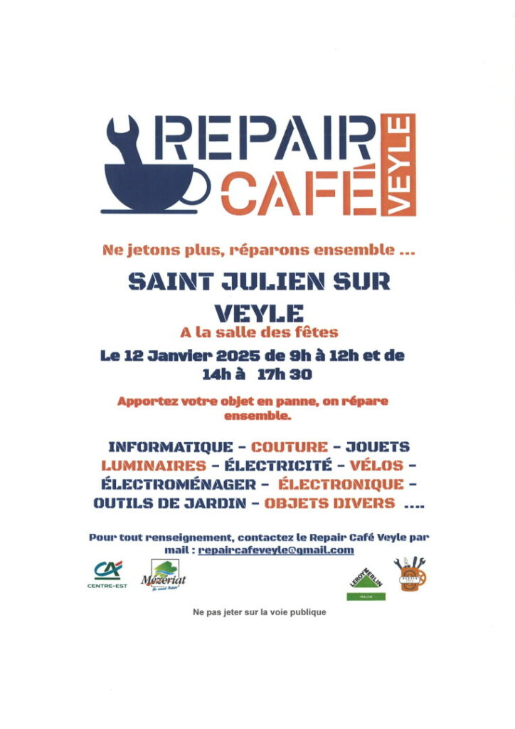 affiche repair café 12 janvier 2025