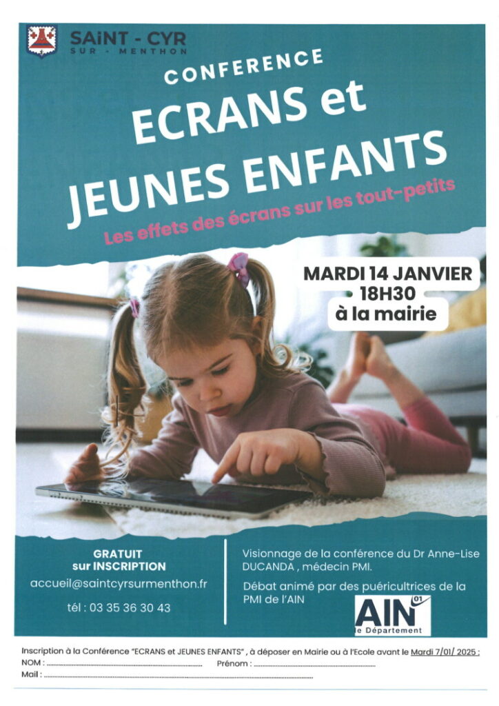 affiche conférence écran et jeunes enfants